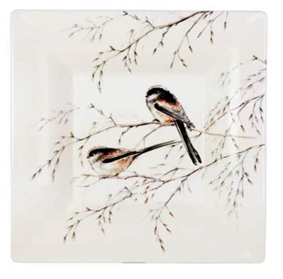 Les Oiseaux de la Foret Candy Dish-Square 8" by Faiencerie De Gien-1