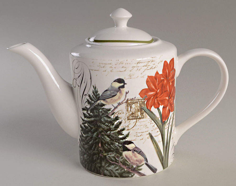 Winter Cheer Bird Coffee Pot & Lid by Grace's Teaware-1