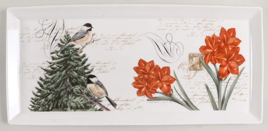 Winter Cheer Bird 13" Rectangular Serving Platter by Grace's Teaware-1
