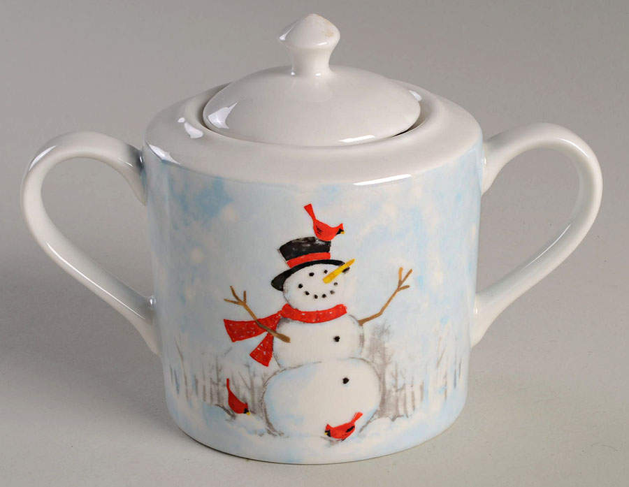 Winter Cheer Snowman Sugar Bowl & Lid by Grace's Teaware-1