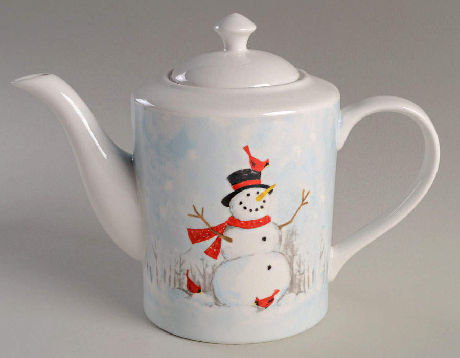 Winter Cheer Snowman Coffee Pot & Lid by Grace's Teaware-1