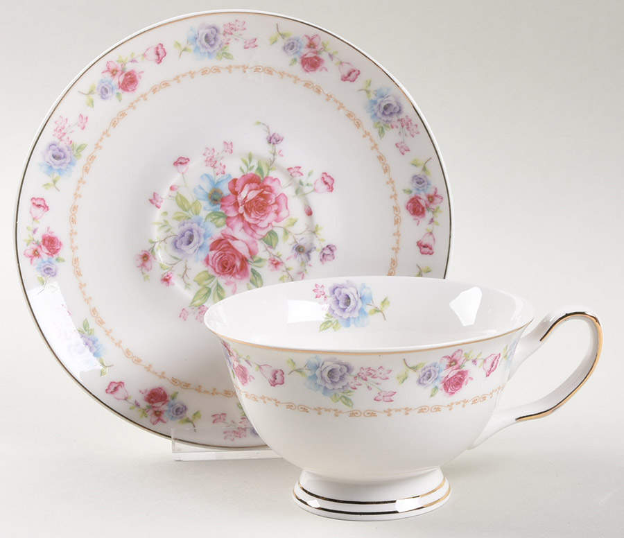Floral Bouquet Footed Cup & Saucer Set by Grace's Teaware-1
