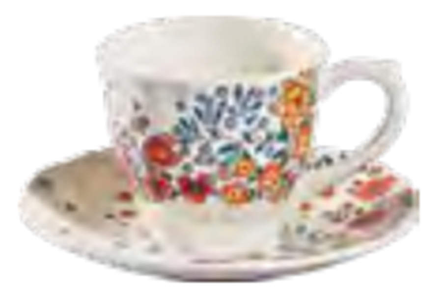 Poesie Flat Cup & Saucer Set by Faiencerie De Gien-1