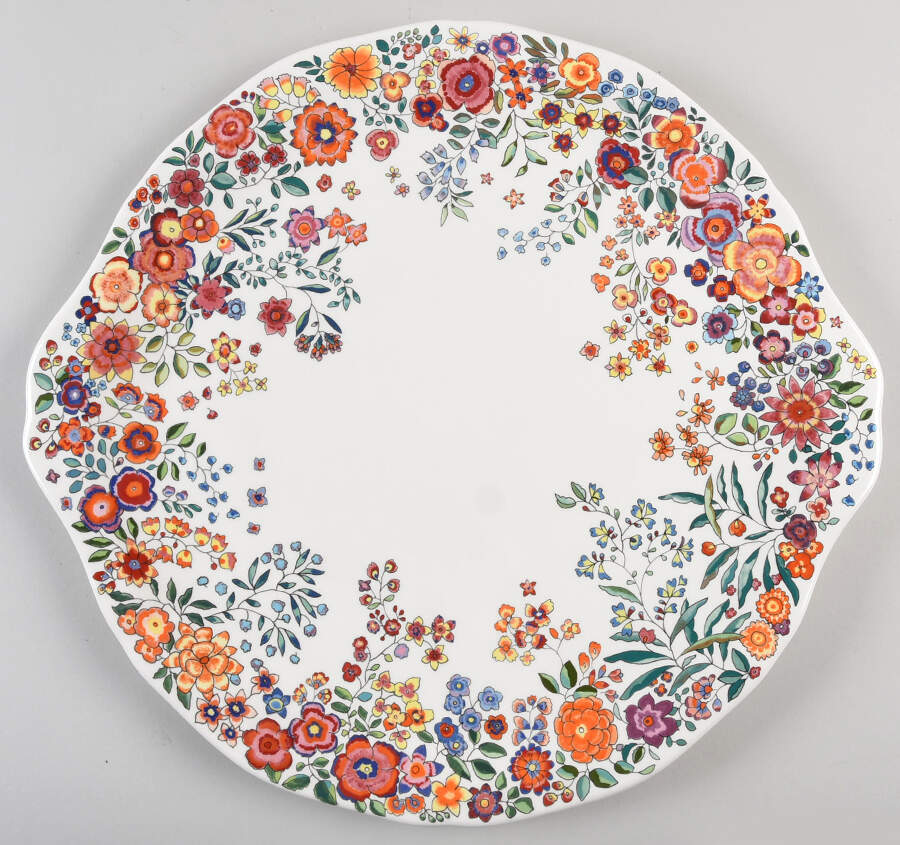 Poesie Handled Cake Plate by Faiencerie De Gien-1