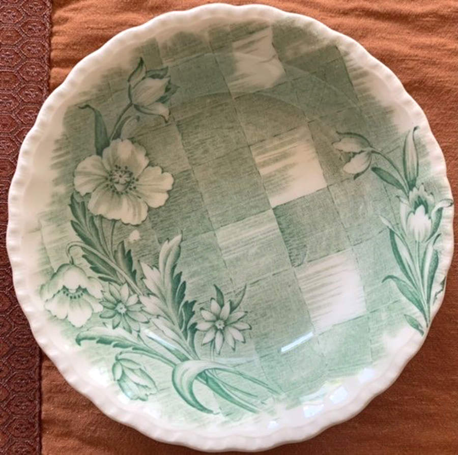 Trellis Green Fruit/Dessert (Sauce) Bowl by Grindley-1