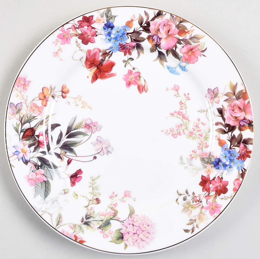 Pink Blue Garden Salad Plate by Grace's Teaware-1