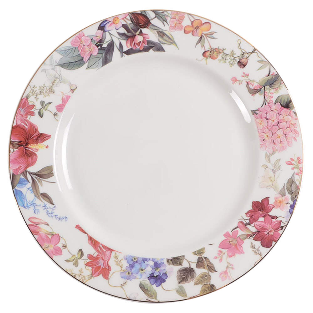 Pink Blue Garden Dinner Plate by Grace's Teaware-1