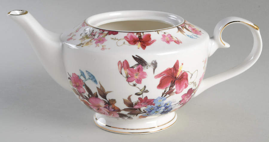 Pink Blue Garden Teapot No Lid by Grace's Teaware-1