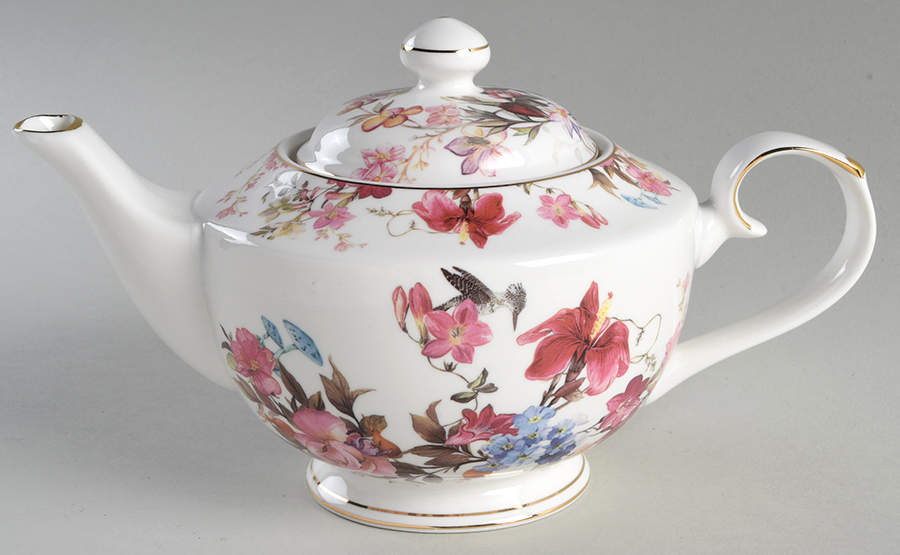 Pink Blue Garden Teapot & Lid by Grace's Teaware-1