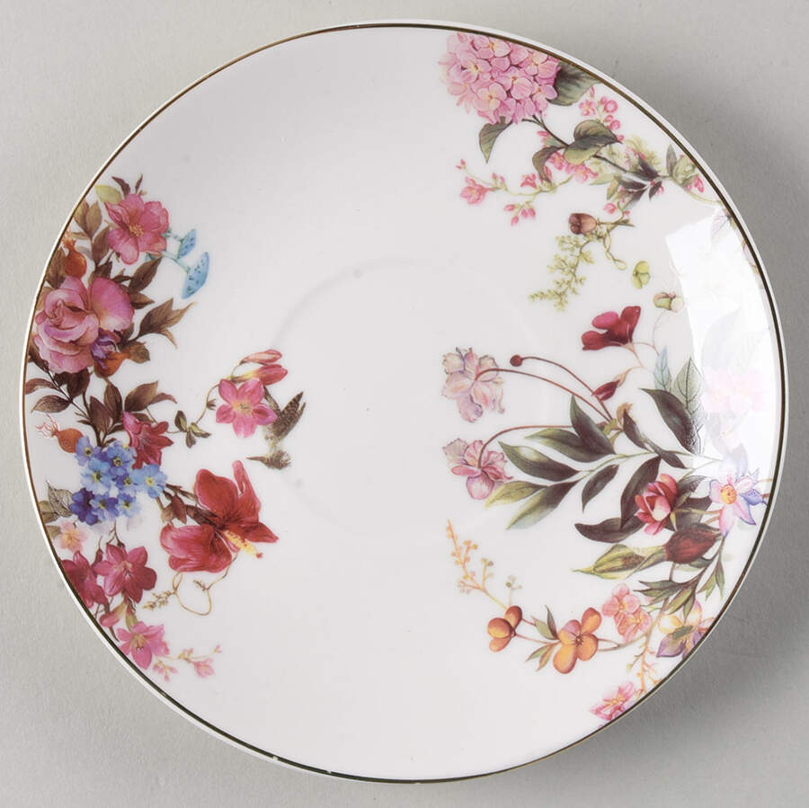 Pink Blue Garden Saucer by Grace's Teaware-1