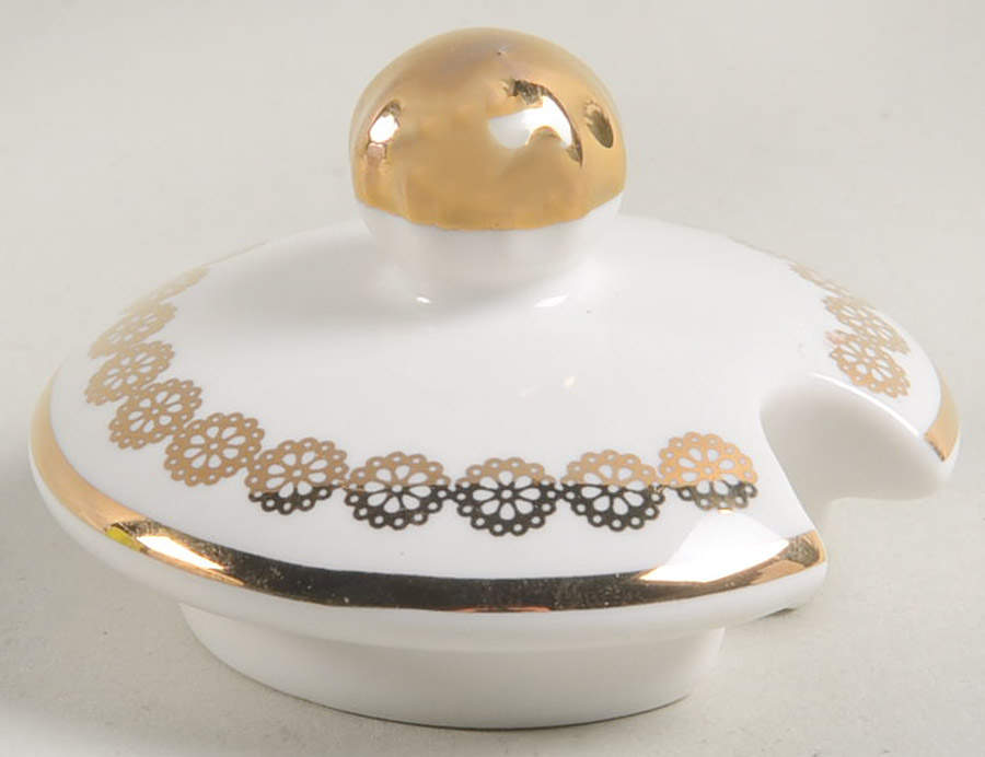 White Gold Lace Berry Lid for Sugar Bowl by Grace's Teaware-1