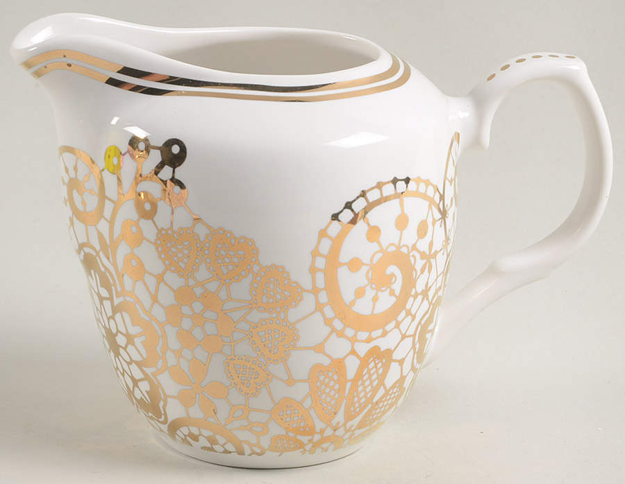 White Gold Lace Berry Creamer by Grace's Teaware-1