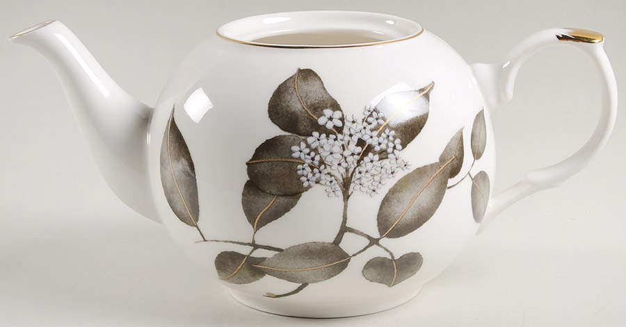 Metallic Black Leaves Teapot No Lid by Grace's Teaware-1