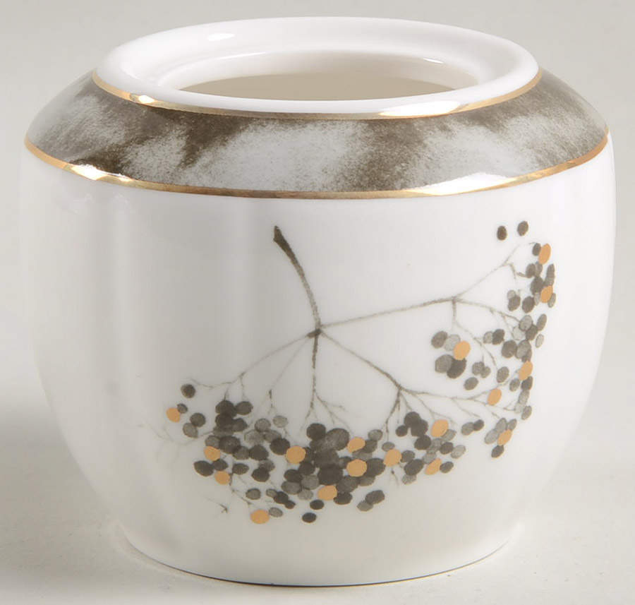 Metallic Black Leaves Sugar Bowl No Lid by Grace's Teaware-1