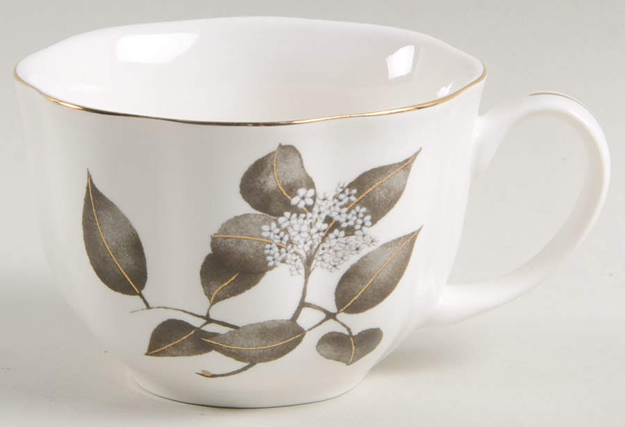 Metallic Black Leaves Flat Cup by Grace's Teaware-1