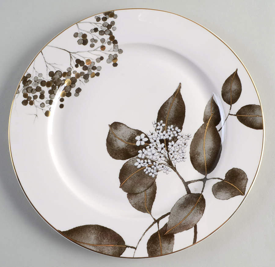Metallic Black Leaves Dinner Plate by Grace's Teaware-1