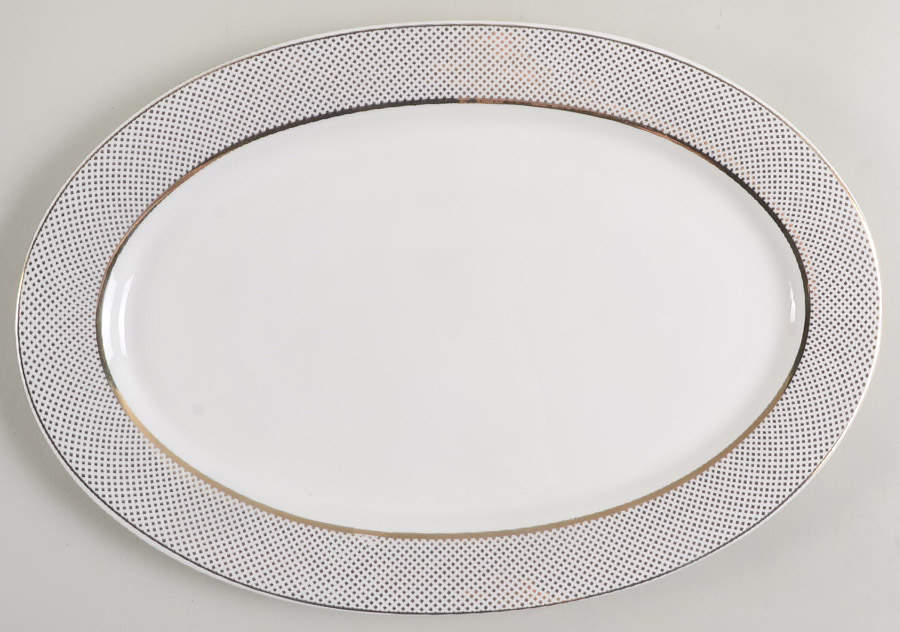Gold Diamond Pin 14" Oval Serving Platter by Grace's Teaware-1