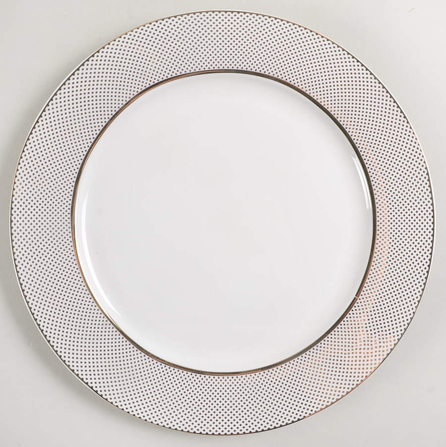 Gold Diamond Pin Dinner Plate by Grace's Teaware-1