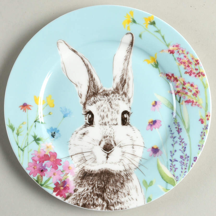 Forest Bunny Dessert/Pie Plate by Gracie Bone China-1