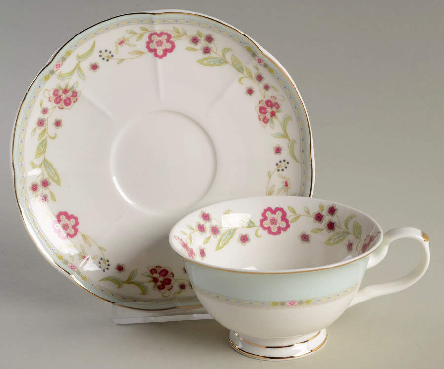 Corn Floral Footed Cup & Saucer Set by Grace's Teaware-1