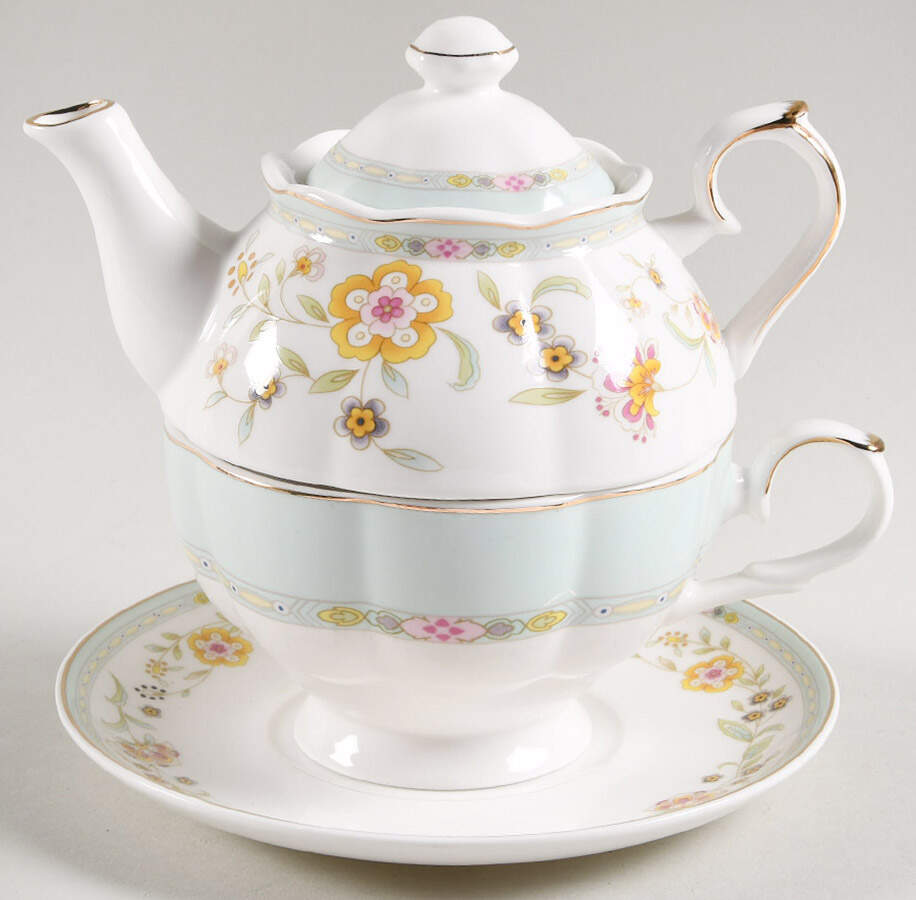 Corn Floral Individual Teapot & Lid with Cup & Saucer by Grace's Teaware-1