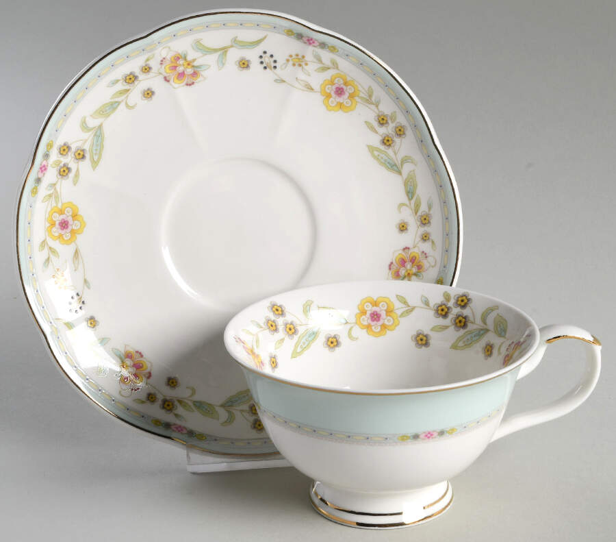 Corn Floral Footed Cup & Saucer Set by Grace's Teaware-1