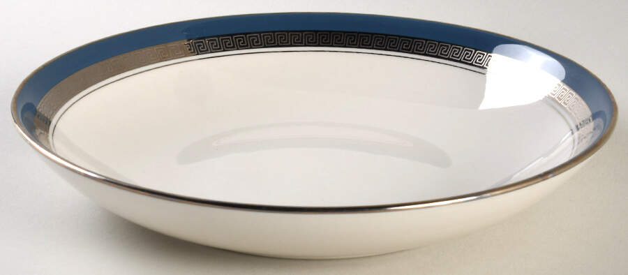 Grecian Key Black (Platinum Trim,  Coupe) Coupe Soup Bowl by Flintridge-1