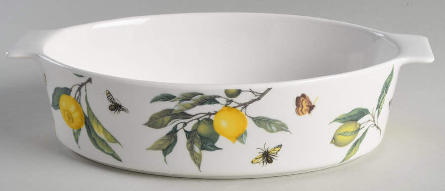 Lemon Bee Oval Baker with Lid, No Lid by Grace's Teaware-1