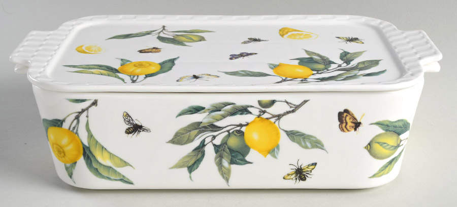 Lemon Bee Rectangular Baker & Lid by Grace's Teaware-1