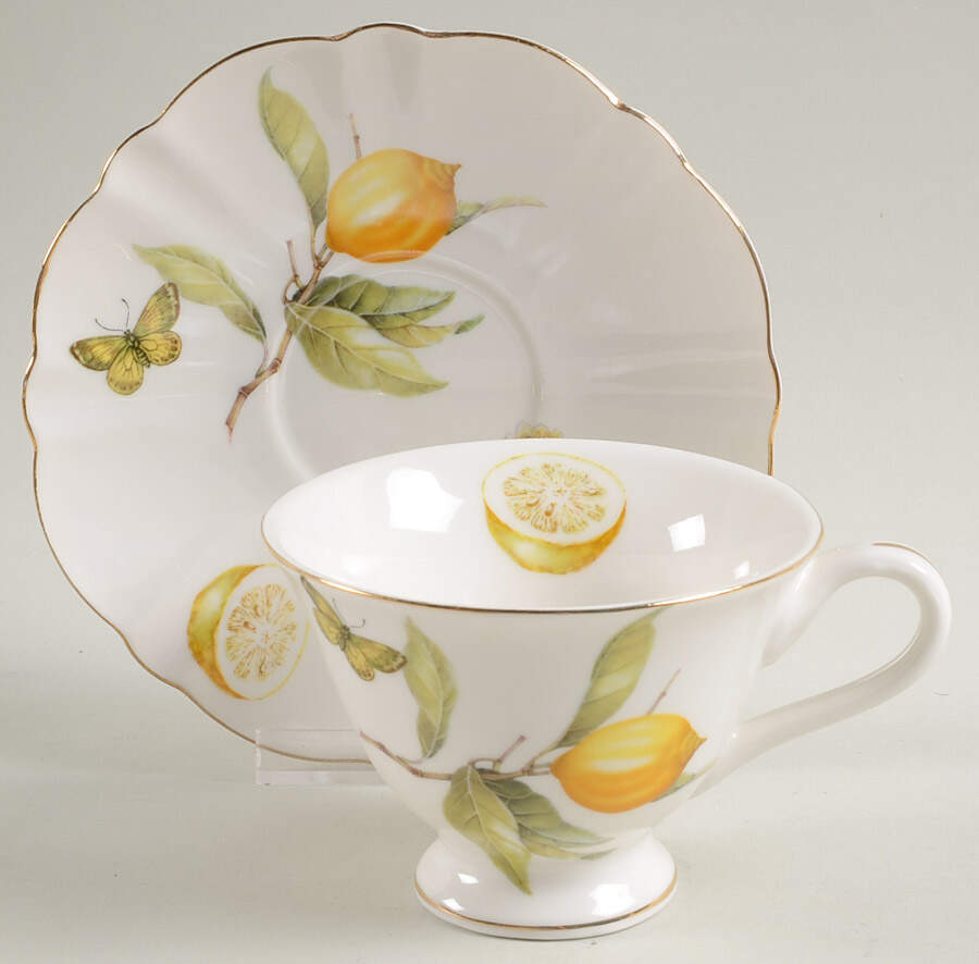 Lemon Bee Footed Cup & Saucer Set by Grace's Teaware-1