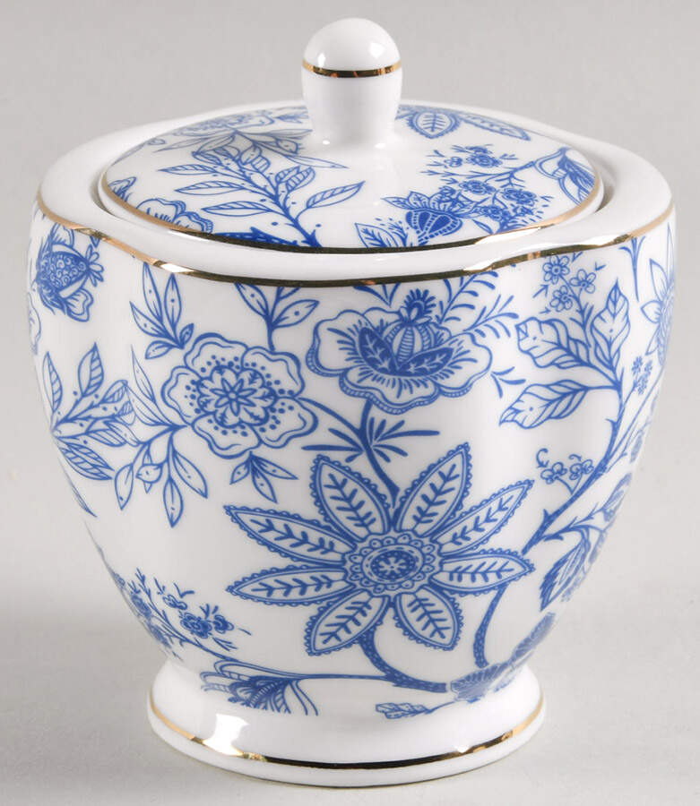 Blue Vine Sugar Bowl & Lid by Grace's Teaware-1