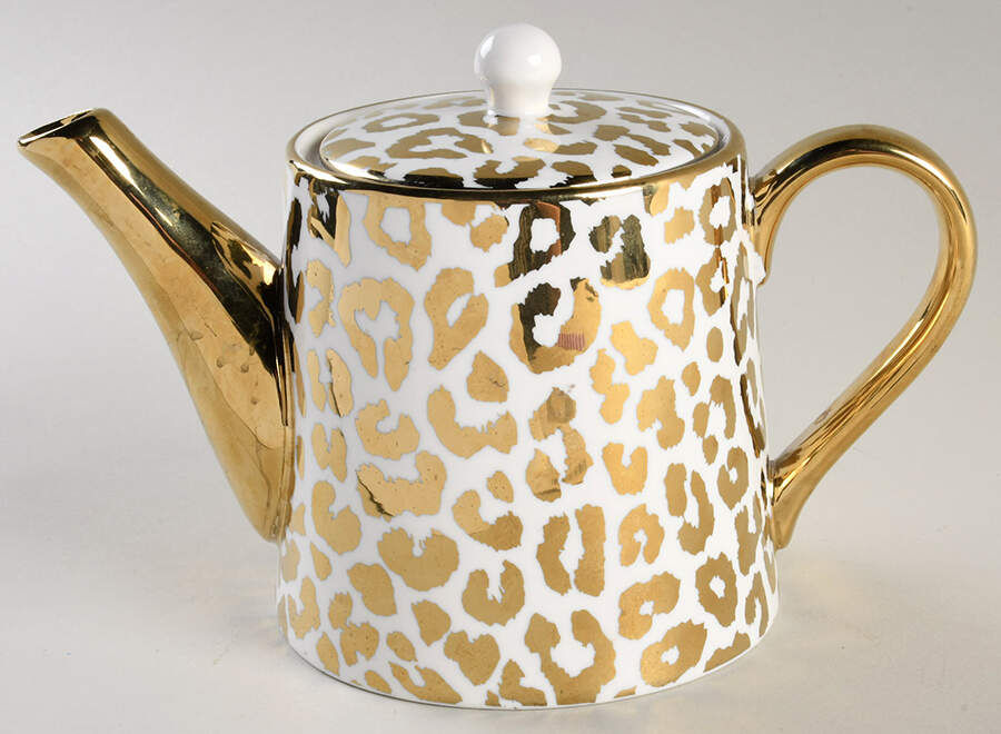 Leopard Gold Teapot & Lid by Grace's Teaware-1