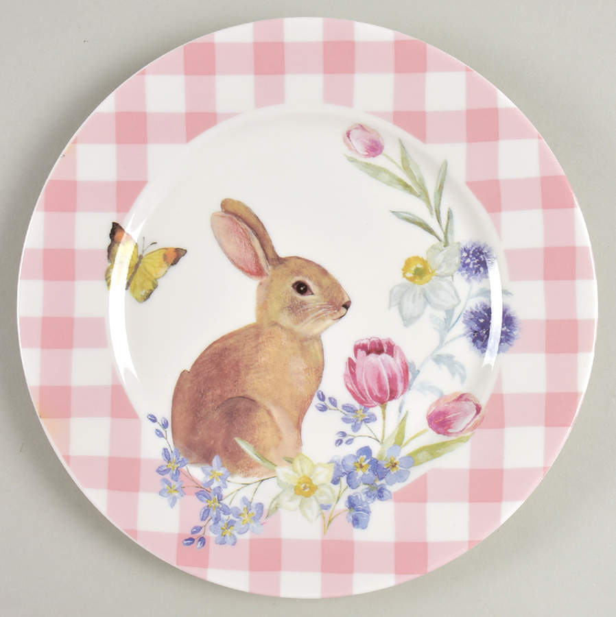 Plaid Bunny Salad Plate by Grace's Teaware-1