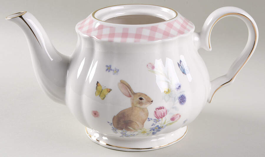 Plaid Bunny Teapot No Lid by Grace's Teaware-1