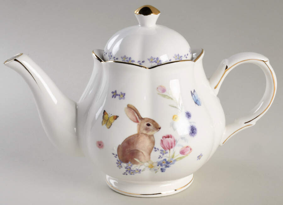 Plaid Bunny Teapot & Lid by Grace's Teaware-1