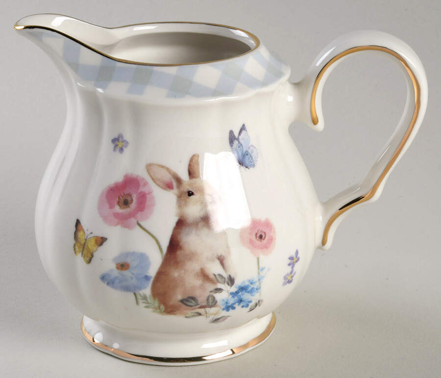 Plaid Bunny Creamer by Grace's Teaware-1