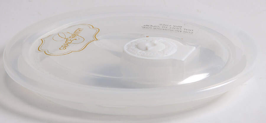 Lemon Green Vent Lid for 16 Oz Round Plastic Microwave Bowl by Grace's Teaware-1
