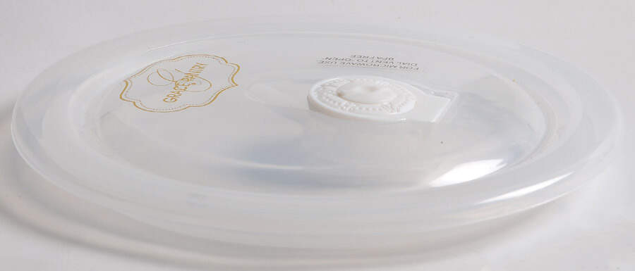 Lemon Green Vented Lid for 26 Oz Round Plastic Microwave Bowl by Grace's Teaware-1