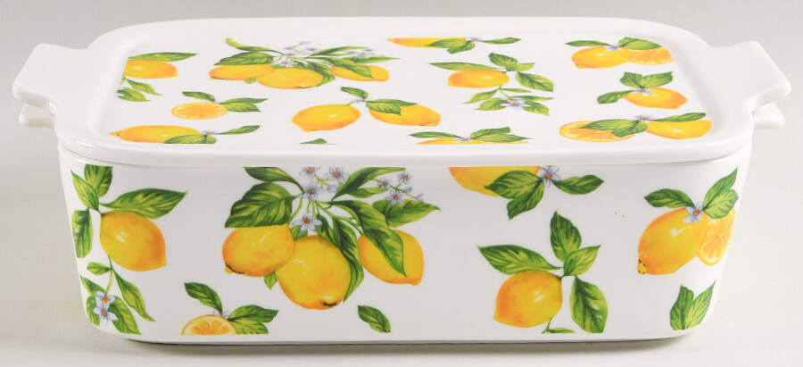 Lemon Green Rectangular Baker & Lid by Grace's Teaware-1