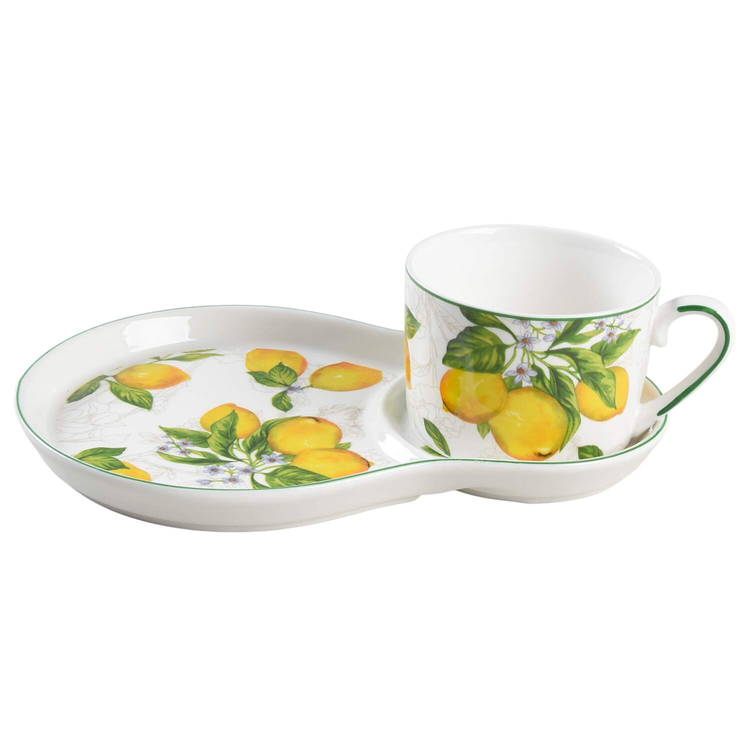 Lemon Green Snack Plate & Cup Set by Grace's Teaware-1