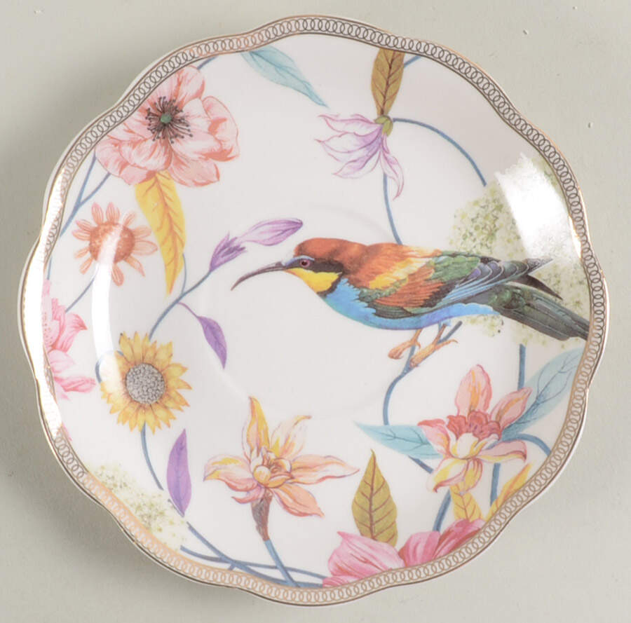 Daisy and Bird Saucer for Footed Cup by Grace's Teaware-1