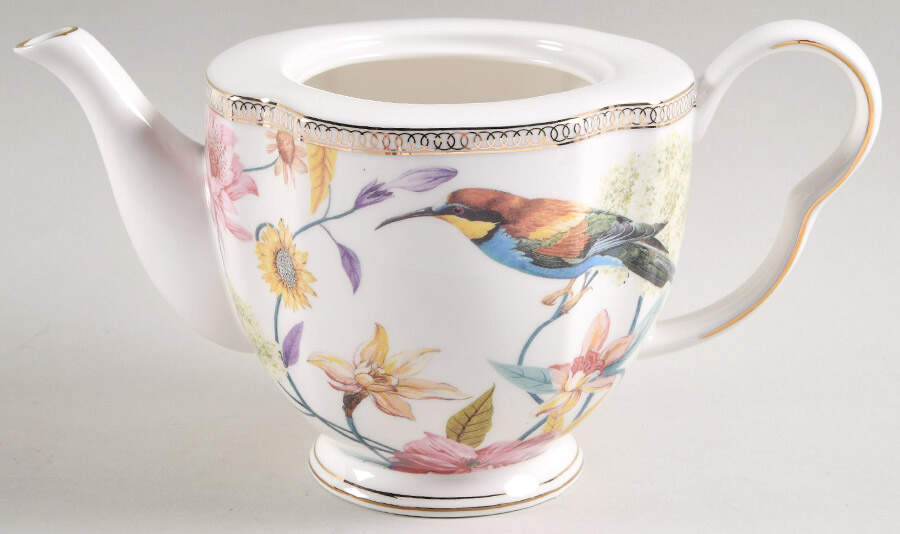 Daisy and Bird Teapot No Lid by Grace's Teaware-1