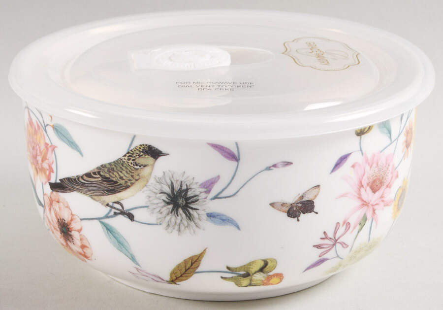 Daisy and Bird 26 Oz Round Plastic Microwave Bowl & Vented Lid by Grace's Teaware-1