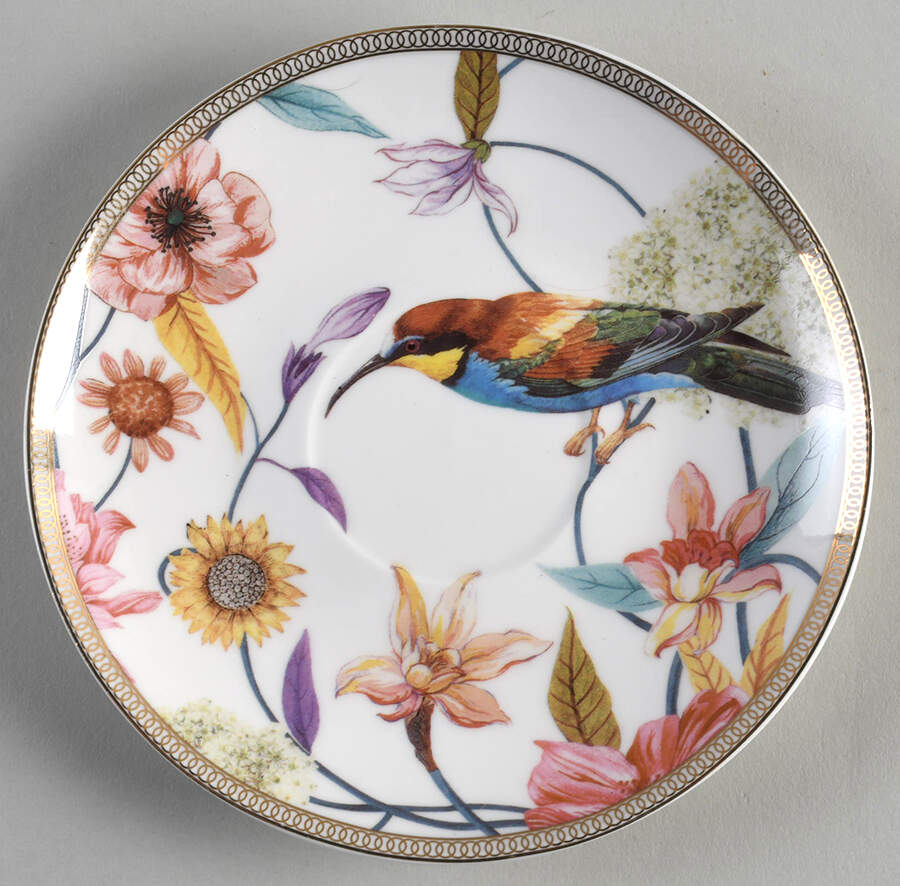 Daisy and Bird Saucer for Footed Cup by Grace's Teaware-1
