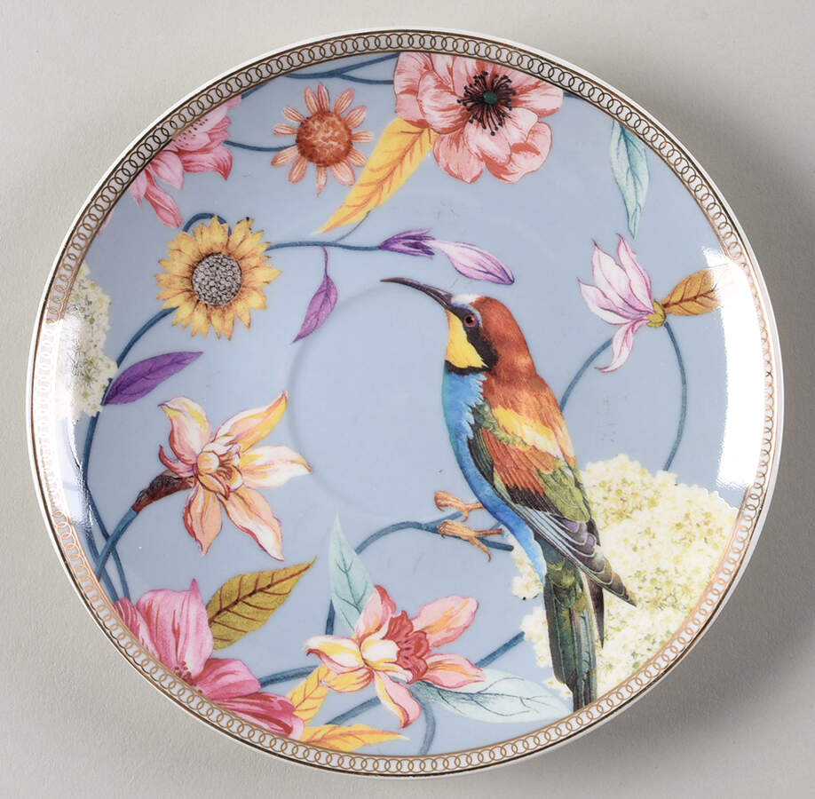 Daisy and Bird Saucer for Footed Cup by Grace's Teaware-1