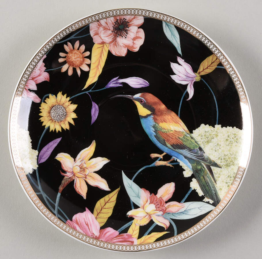 Daisy and Bird Saucer for Footed Cup by Grace's Teaware-1