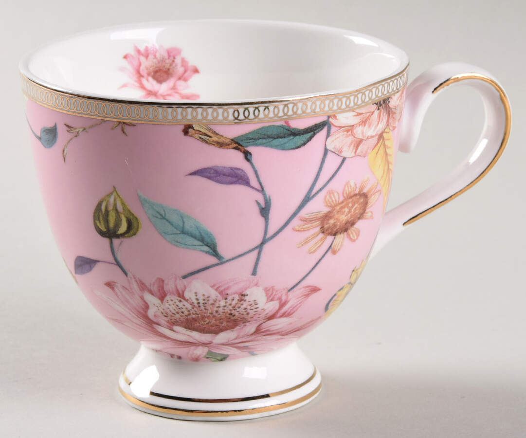 Daisy and Bird Footed Cup by Grace's Teaware-1