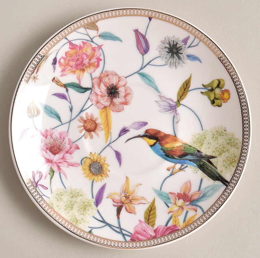 Daisy and Bird Saucer for Tea for 1 by Grace's Teaware-1