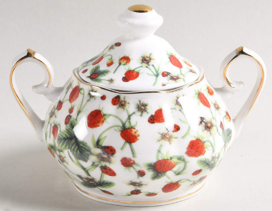 Strawberry Vine Sugar Bowl & Lid by Grace's Teaware-1