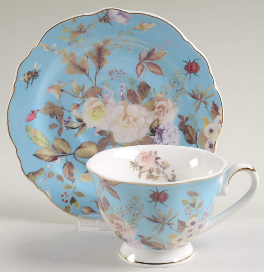 White Peony Footed Cup & Saucer Set by Grace's Teaware-1